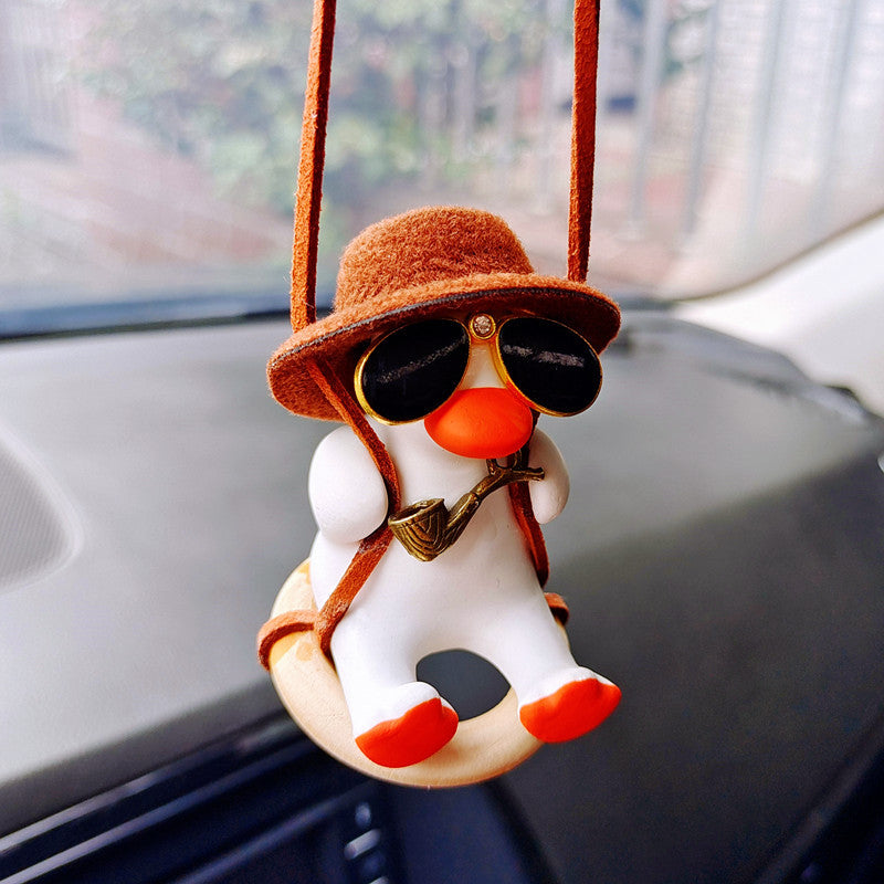 Pistol Cowboy Duck Car Rearview Mirror Pendant Decoration Vehicle Gym From House Pipe Duck Brown Hat