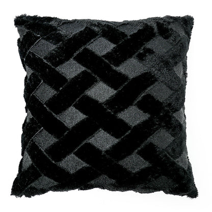 Geometric Rhombus Double-sided Three-dimensional Plush Pillowcase Home dealsniper-net Black A45x45cm