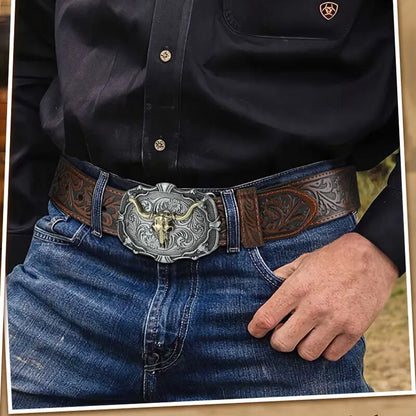 Cross-Border Western Cowboy Retro Bull Head Men's Belt Men Gym From House