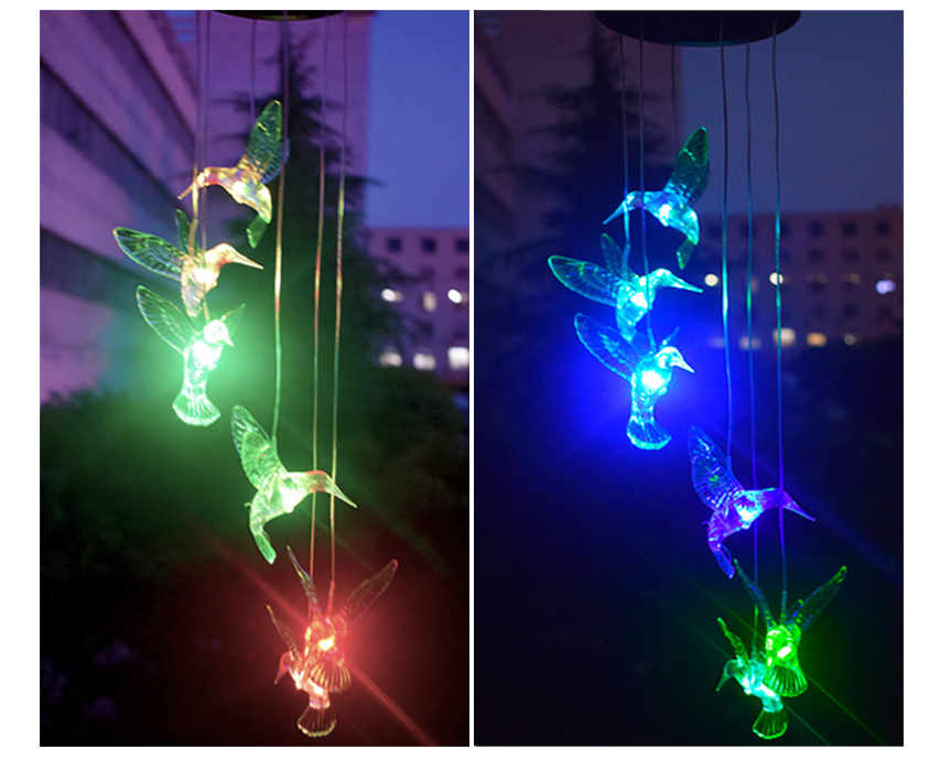 Color Changing Solar Power Wind Chime Crystal Ball Hummingbird Deals dealsniper-net