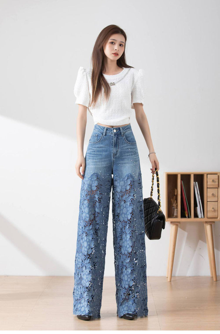Women's Stitching High Waist Wide Leg Pants Women DealSniper.net