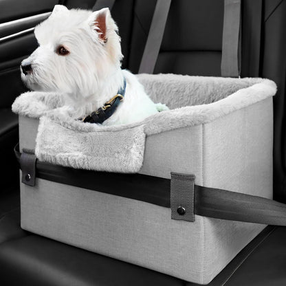 Portable Small Dog Car Seat Dog Booster Seat For Car With Clip-On Safety Leash Perfect For Small Pets Pet Products Pets dealsniper-net Gray 40.6x33x28cm