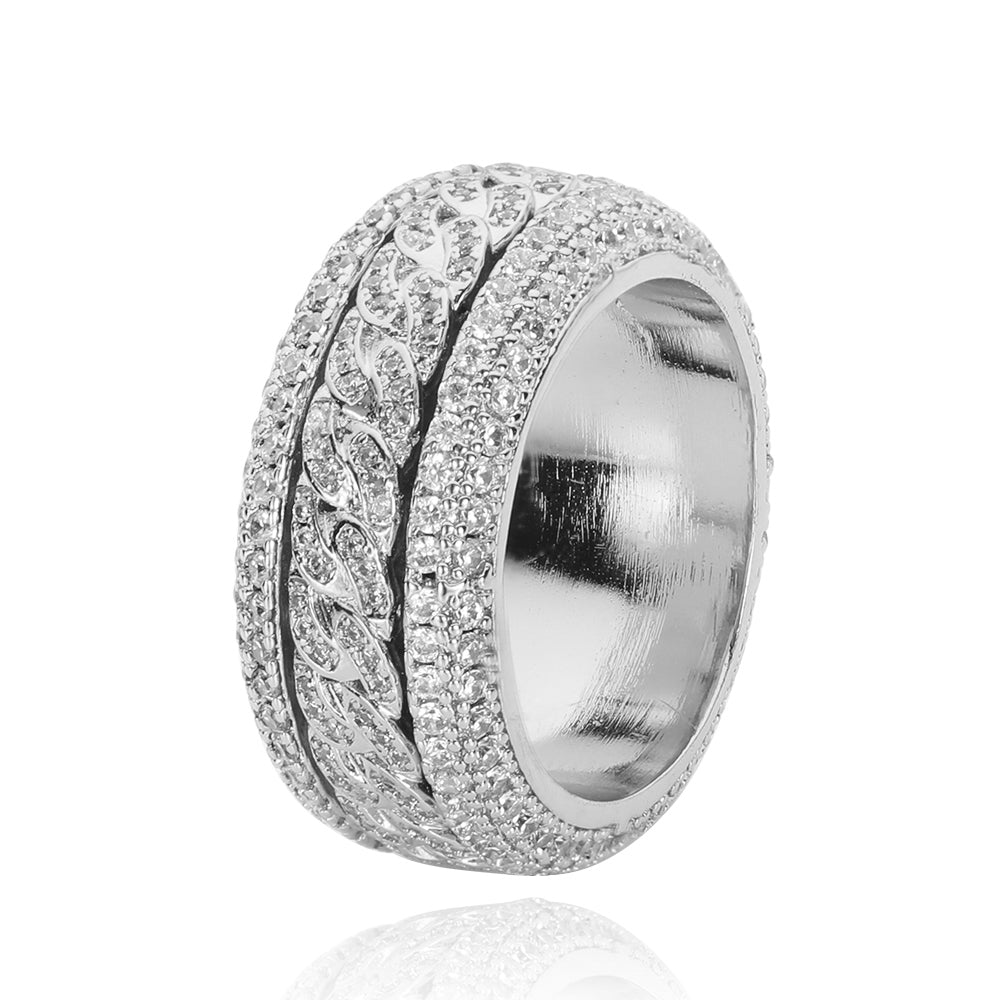 Fashion Statement Hip Hop Zircon Ring Rotatable Cuban Ring Jewelry dealsniper-net