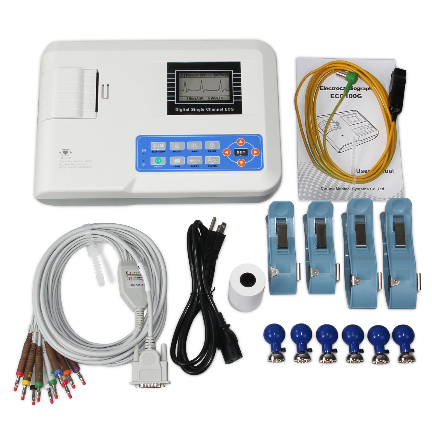 CONTEC Digital 1 Channel 12 Lead ECG Machine EKG Electrocardiograph