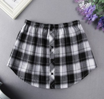 Women All-match Shirts Sweaters And Fake Skirts Women DealSniper.net Black white lattice 2XL