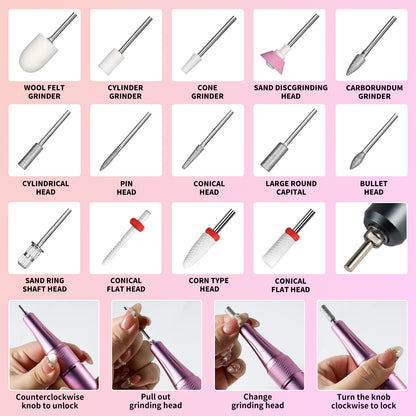 Portable Electric Nail Drill Cordless, 35000 RPM Electric Nail File Beauty dealsniper-net