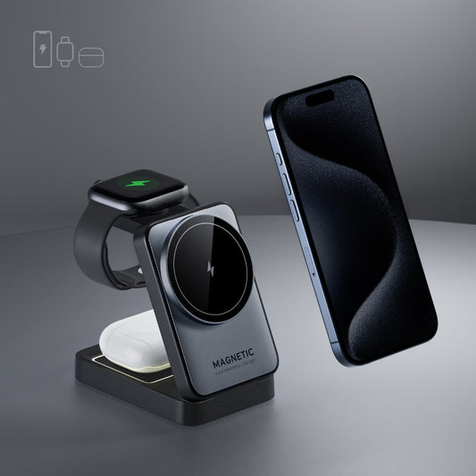 Folding Magnetic Three-in-one Wireless Charger Bracket