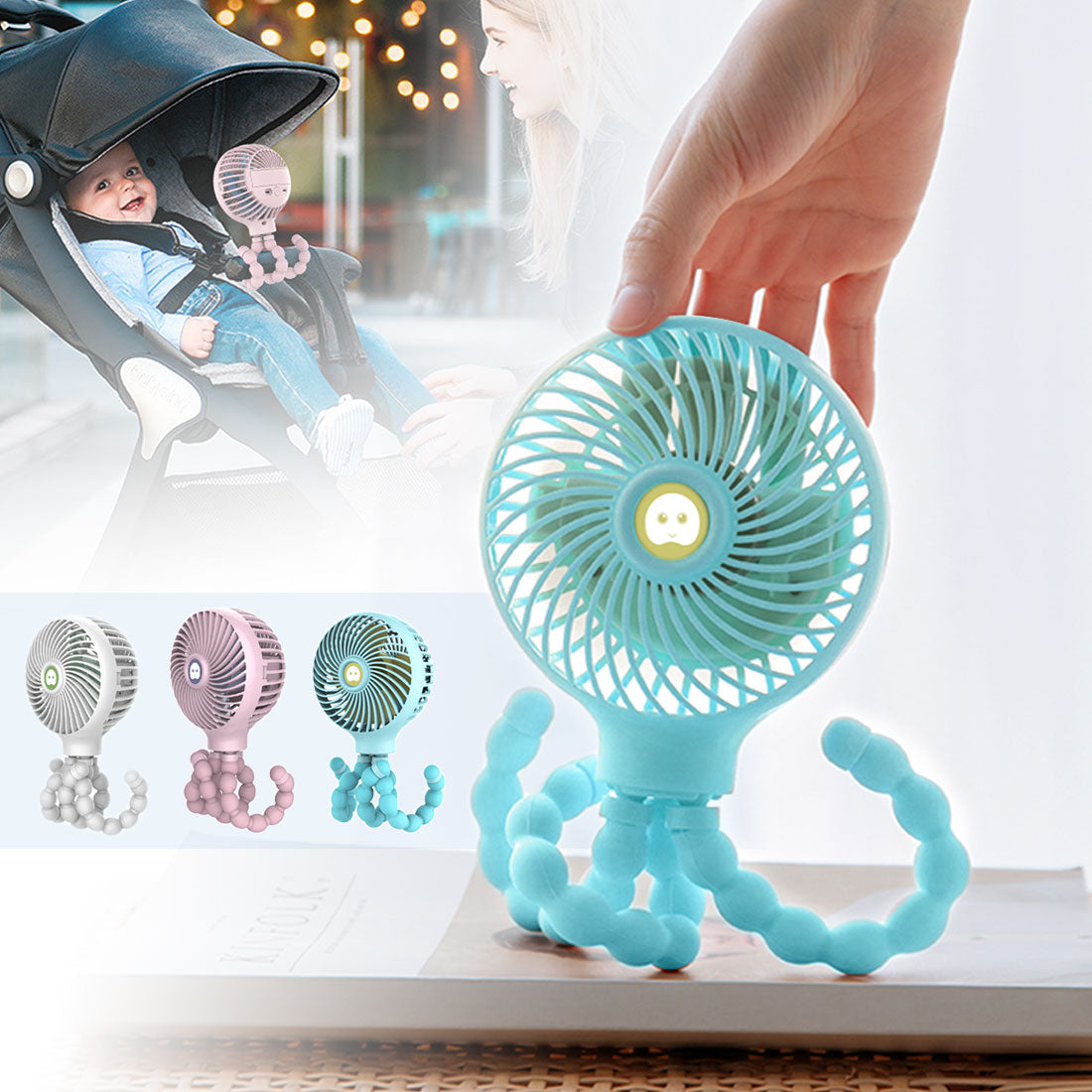 Octopus Deformed Folding Fan New USB Charging Mini Handheld