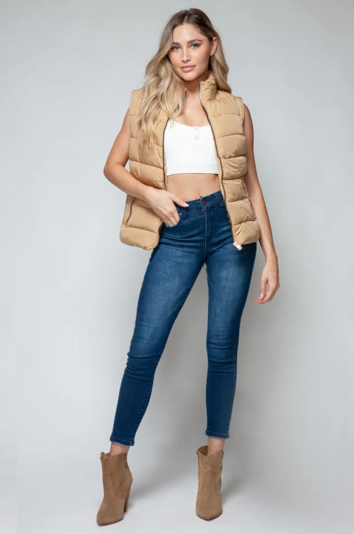 Snobbish Zip Up Turtleneck Vest With Pockets Women DealSniper.net