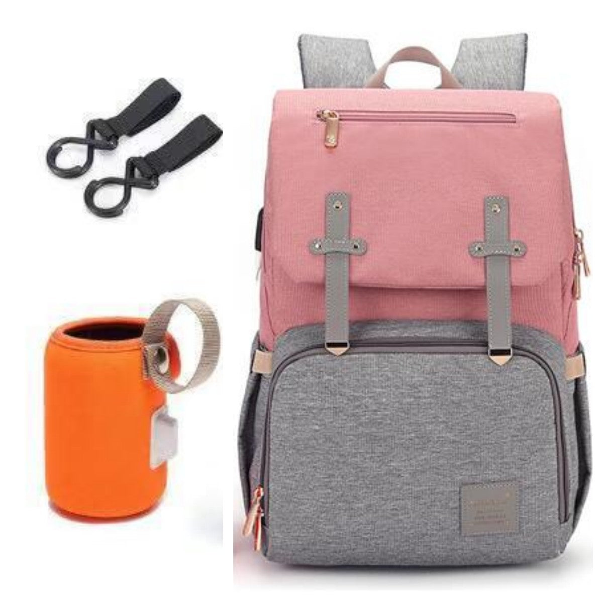 Diaper Mummy Daddy Backpack Baby Stroller Bag Women dealsniper-net Grey pink B