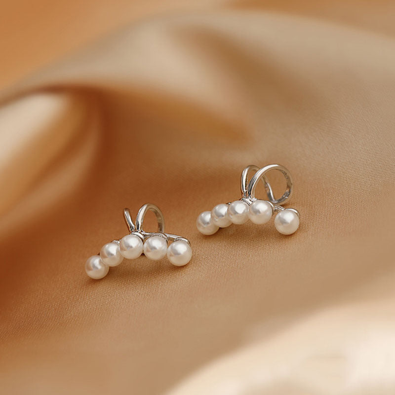 S925 Silver Pearl Earclip Feminine Fashion Jewelry dealsniper-net Platinum