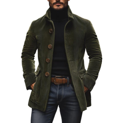 Men's Jacket Winter Stand Collar Button-up Coat Men Gym From House Green 2XL