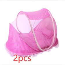 Foldable Baby Bed Net With Pillow Net 2pieces Set Kids DealSniper.net Pink 2pcs