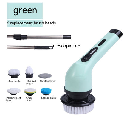 Dual-purpose Brush Handheld Strong Cleaning Gadget House DealSniper.net Green 6 Heads English Manual