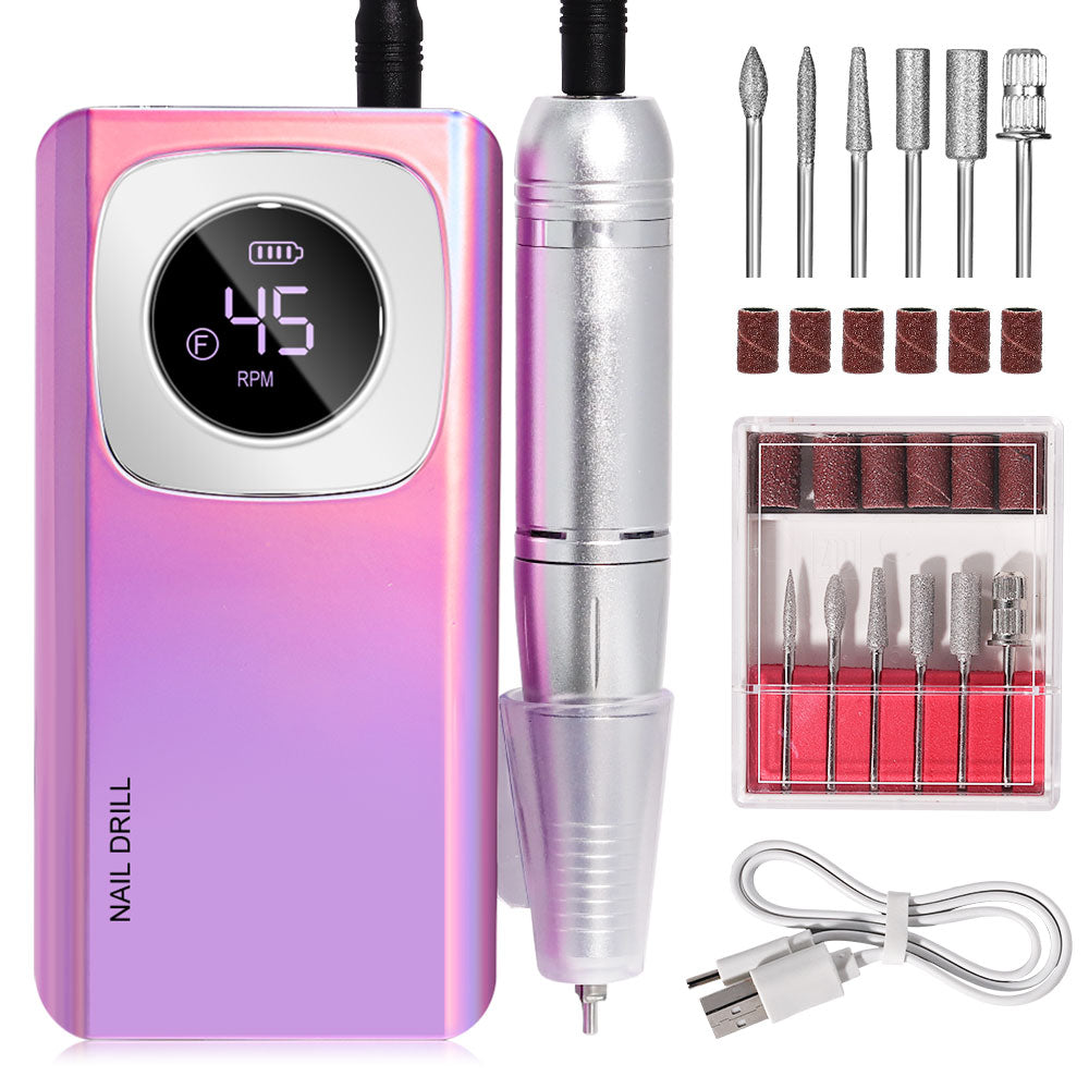 Rechargeable Electric Nail File Professional Efile Nail Drill Kit Beauty dealsniper-net Purple