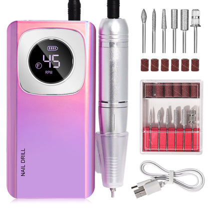 Rechargeable Electric Nail File Professional Efile Nail Drill Kit Beauty dealsniper-net Purple