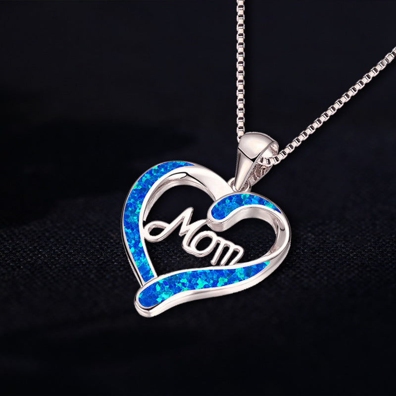 Love-shaped MOM Letter Pendant Necklace Mother's Day Gift Jewelry Jewelry dealsniper-net