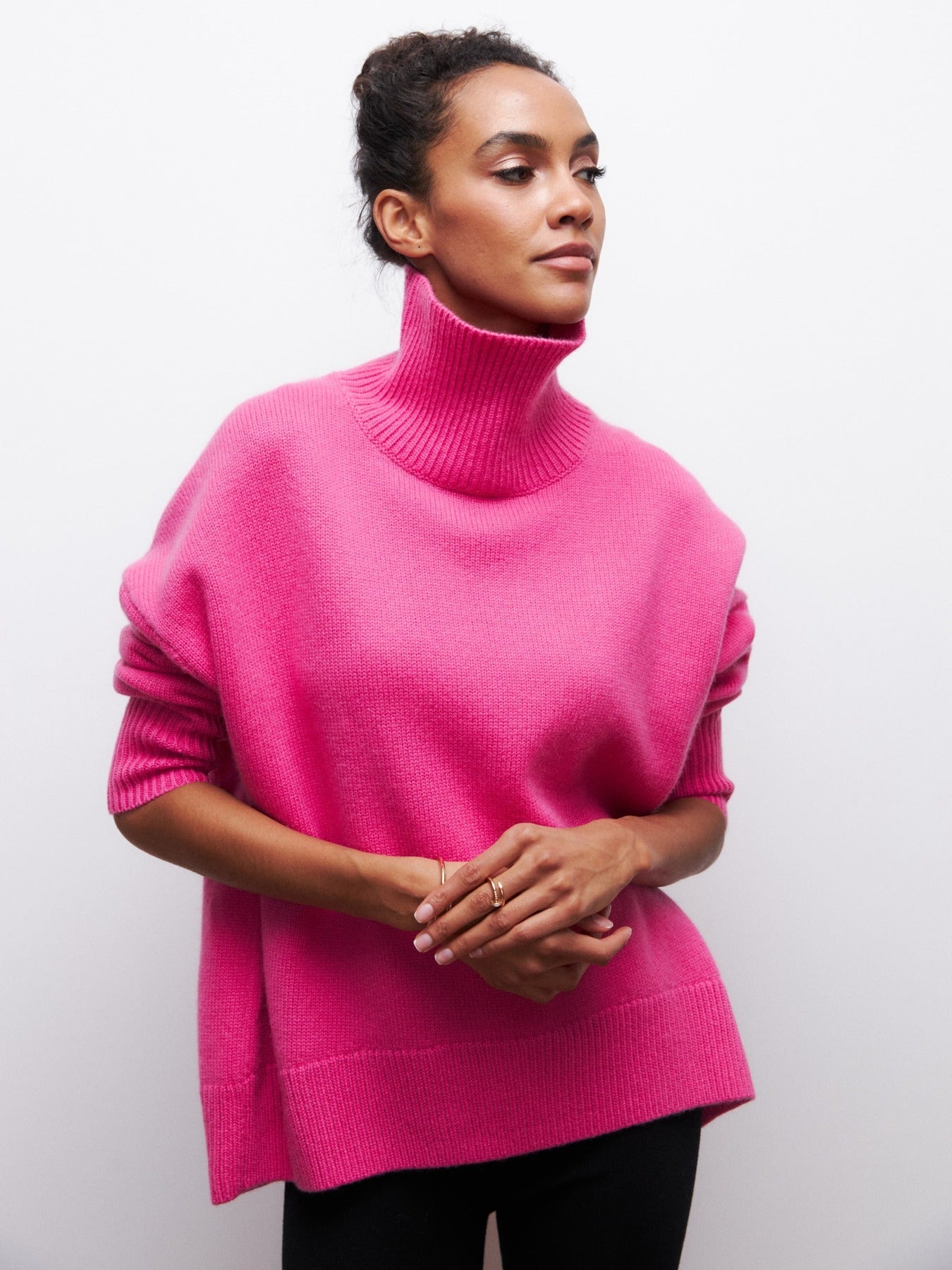 Winter Turtleneck Sweater Ins Solid Color Long Sleeve Pullover Women null Rose Red 2XL