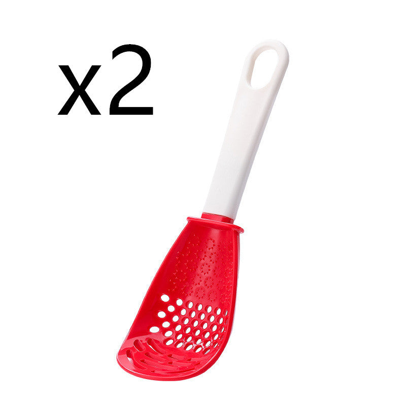 Multifunctional grinding and crushing colander and draining spoon House dealsniper-net Red 2pcs