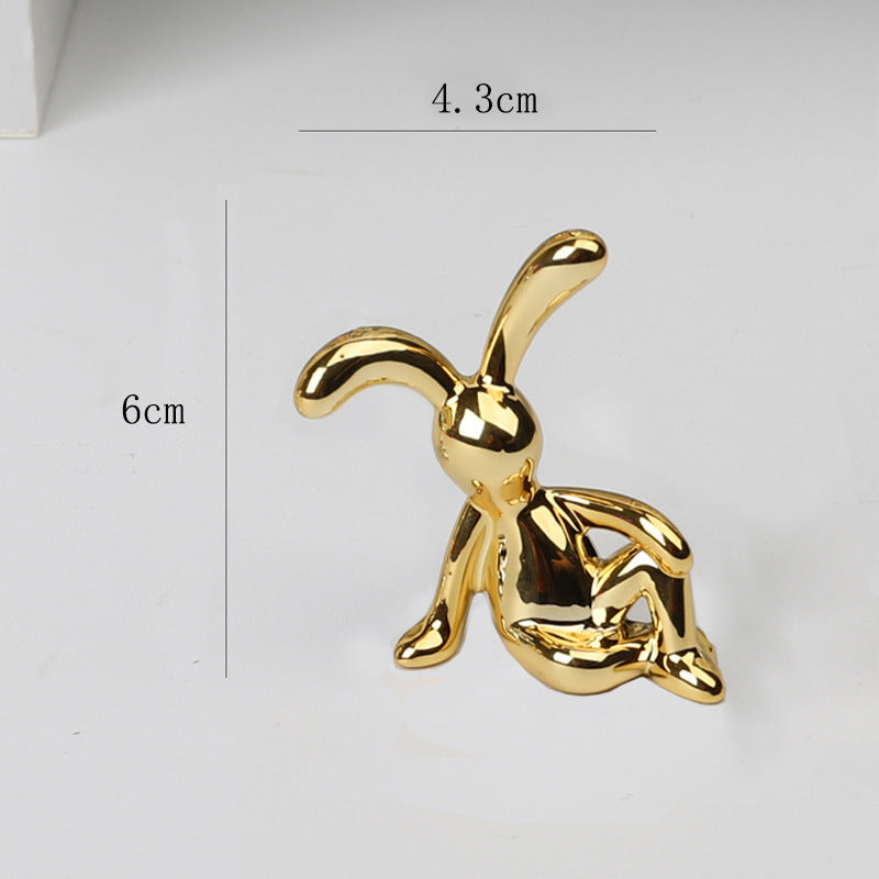 Creative Cartoon Sitting Long Eared Rabbit Ornament House dealsniper-net Gold Crouching rabbit