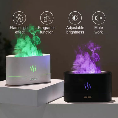 USB Ultrasonic Flame Humidifier Led RGB Colorful Diffuser Home dealsniper-net