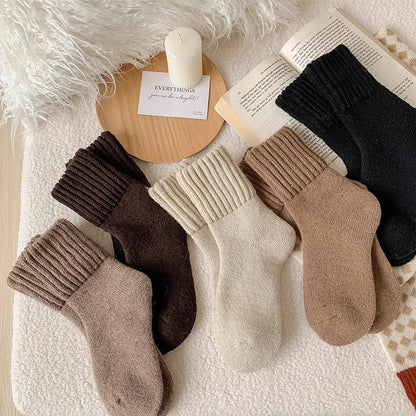 Ins Knitted Socks Winter Warm Thickened Solid Loop Socks Men null Set Free Size