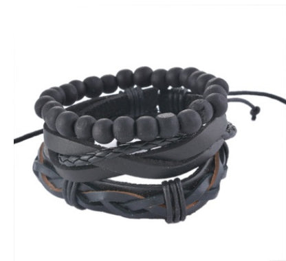 Leather Bracelet Men Multilayer Bead Bracelet Punk Wrap Jewelry dealsniper-net 7