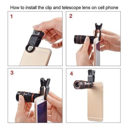 HD 8X Clip On Optical Zoom Telescope Camera Lens For Universal Mobile Cell Phone Phones DealSniper.net
