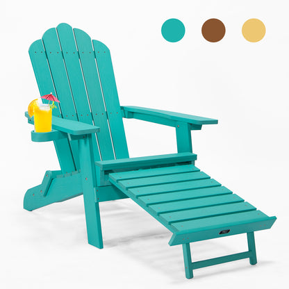 TALE Folding Adirondack Chair With Pullout Ottoman With Cup Holder Outdoor dealsniper-net AC02G