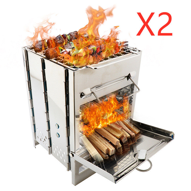Lightweight Camping Wood Stove Adjustable Folding Wood Stove Outdoor DealSniper.net Silver 2PCS