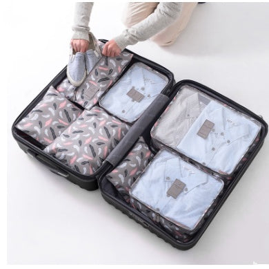 Durable Waterproof Nylon Packing Cube Travel Organizer Bag Women dealsniper-net Colored feather