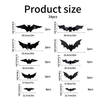 12-36pcs Bats Wall Decor Halloween Decorations With LED Lights Holidays DealSniper.net 24pcs