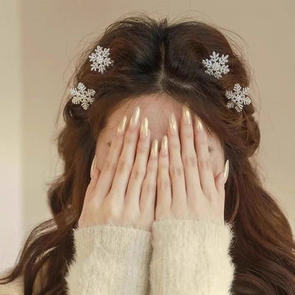 Cyrstal Snowflake Pearl Hair Clip Winter Girls