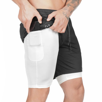 Pocket Compression Shorts Men dealsniper-net Black and white 2XL