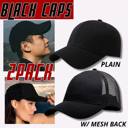 2 Pack Baseball Cap Ball Dad Hat Adjustable Plain Solid Washed Mesh Men Women Men dealsniper-net