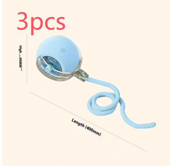 Electric Cat Toy Automatic Cat Ball Self-entertainment Rolling Ball Pets DealSniper.net Blue with rope Birdsong 3PCS