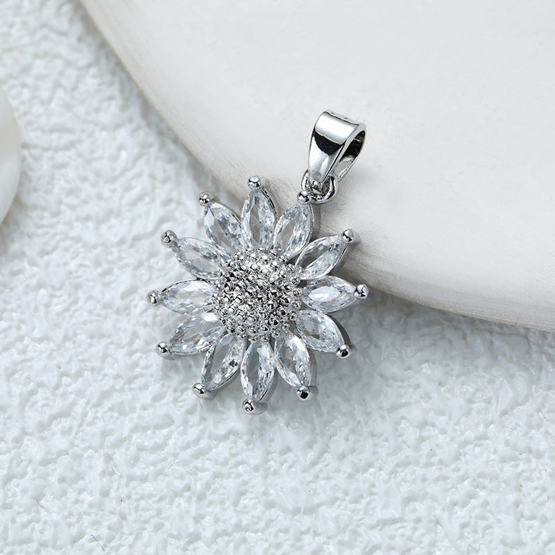 Fashionable Commuter Trendy Micro-Inlaid Zircon Ice-Type Necklace Jewelry Gym From House D007kb sunflower