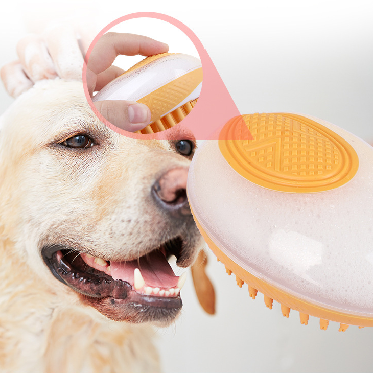 Dog Cat Bath Brush 2-in-1 Pet SPA Massage Comb Soft Silicone Pets Pets dealsniper-net