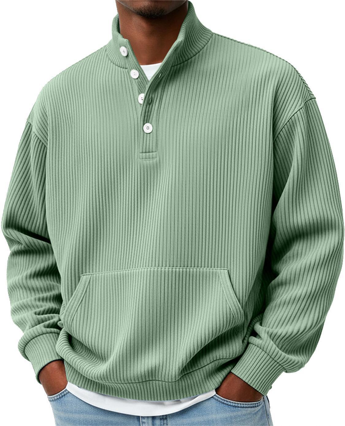 Mens Solid-Color Turtleneck Casual Long-Sleeve Polo Sweatshirt Men DealSniper.net Light Green 3XL