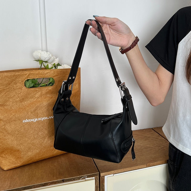 Y2K Style Shoulder Bag For Women Trendy Motorcycle Women DealSniper.net Black