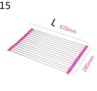 Folding Kitchen Drain Sink Rack Stainless Steel Kitchen DealSniper.net Pink 15 L