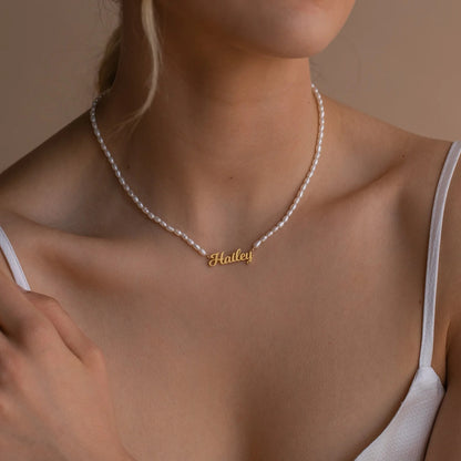 Personalized Custom Name Pendant Fashion Pearl Beaded Necklace Jewelry DealSniper.net