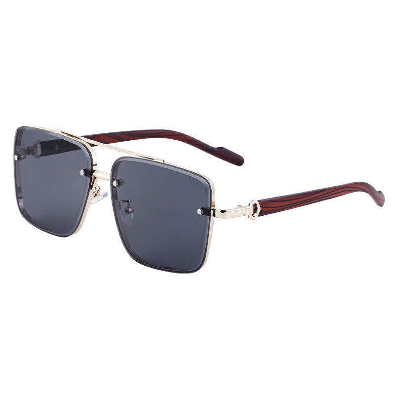 Square Frame Cut Edge Sunglasses Men's Imitation Wood Grain Men Gym From House C1 all gray high quality