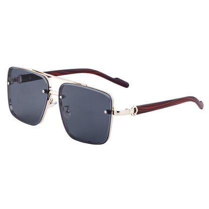 Square Frame Cut Edge Sunglasses Men's Imitation Wood Grain Men Gym From House C1 all gray high quality