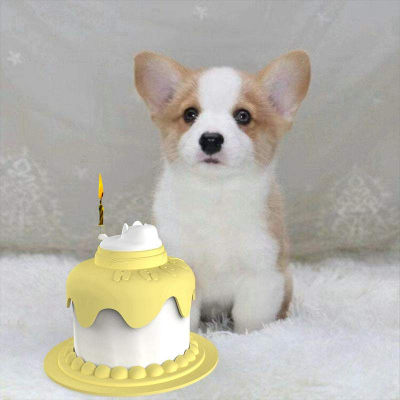 Multifunctional Cake Shape Cat Toy Creative Pet Feeding Bowl Pets dealsniper-net Dog Yellow Cake Bowl 13x11x9.5cm