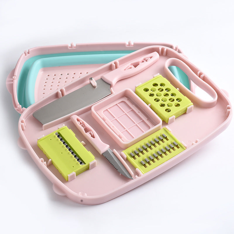 Anti-Overflow Groove Kitchen Chopping Board 9 In 1 Foldable Drainage Basket Kitchen DealSniper.net