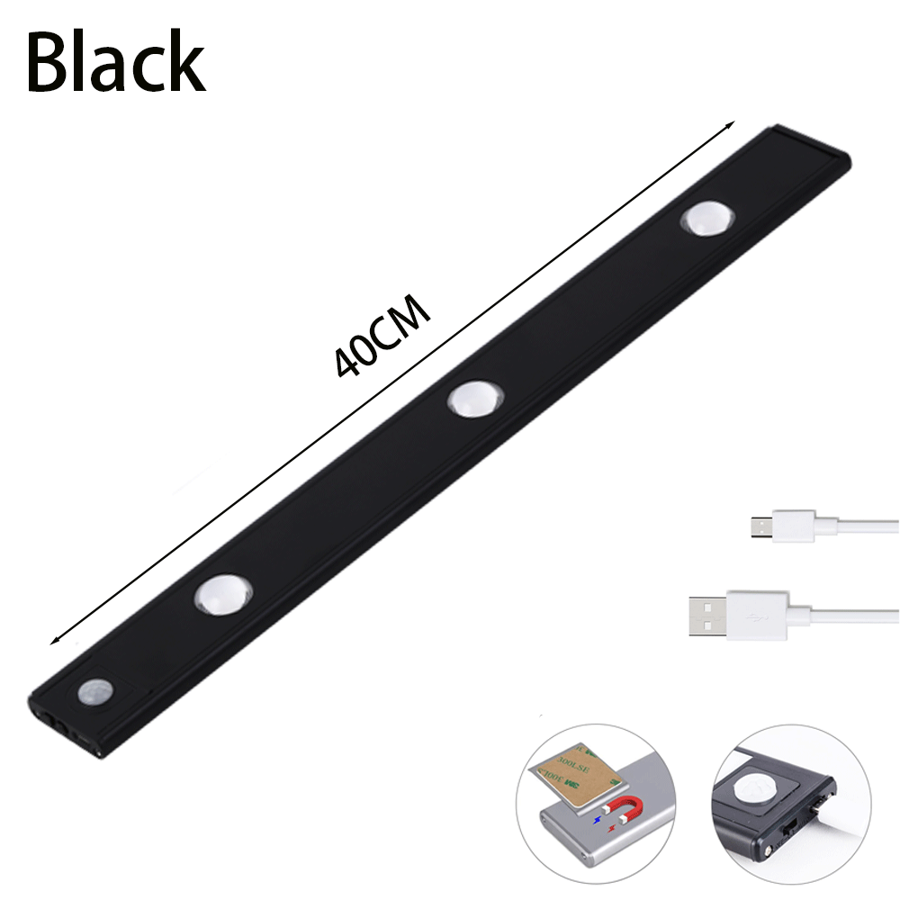USB LED Night Light Motion Sensor Wireless Thin LED Home DealSniper.net Black 40cm 1PC