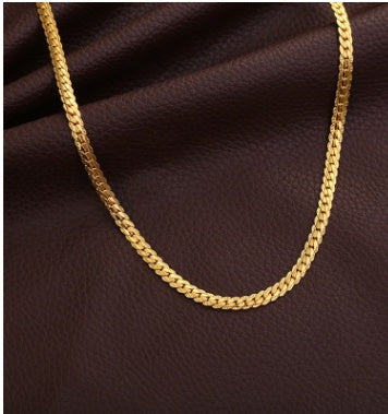 Men Necklace Gold Tone Snake Chain Jewelry Gym From House 5MM