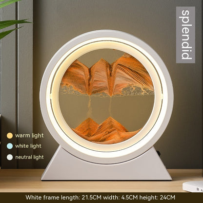 Quicksand Painting Hourglass Decoration Small Night Lamp Atmosphere Gift Home Decor DealSniper.net Dry Battery Plug In Type White Frame Orange Sand