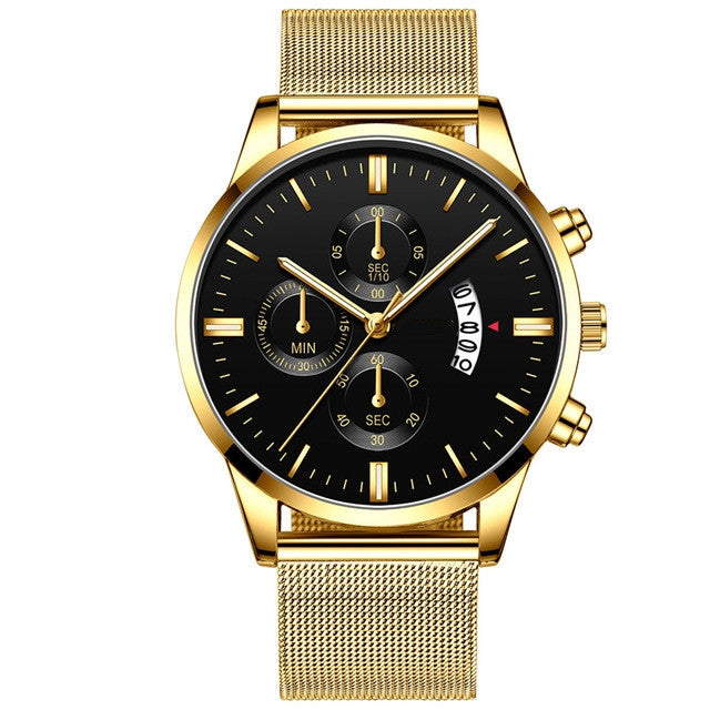 Mens Business Luxury Watches For Men Mesh Band Quartz Watch Jewelry Gym From House Gold Black